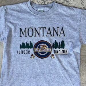 Retro‎ Style Montana Gray Graphic Tee TShirt Adult Medium Gray Outdoors Travel